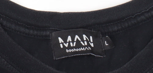 boohooMAN Men's Black L Graphic Print Music T-Shirt