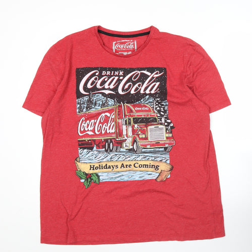 Coca-Cola Men's Red Christmas Holiday Graphic T-Shirt XL