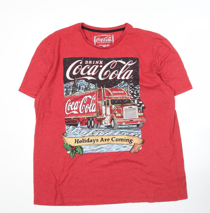Coca-Cola Men's Red Christmas Holiday Graphic T-Shirt XL