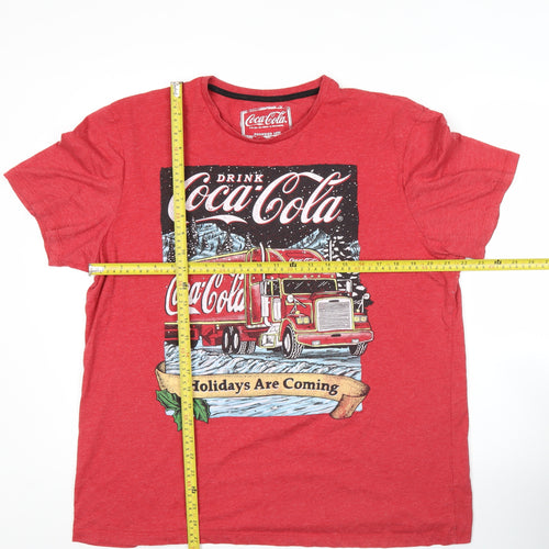 Coca-Cola Men's Red Christmas Holiday Graphic T-Shirt XL