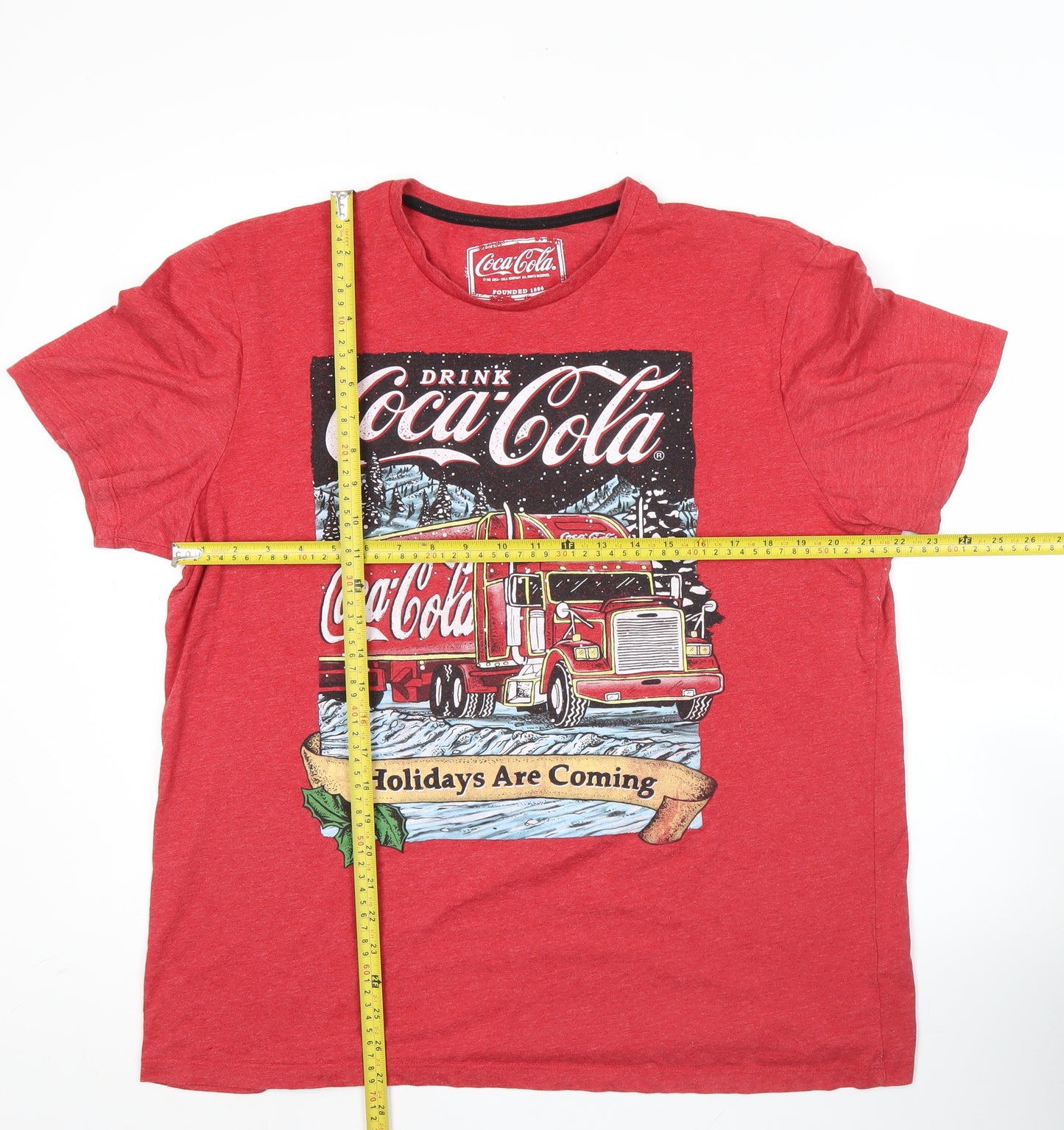 Coca-Cola Men's Red Christmas Holiday Graphic T-Shirt XL