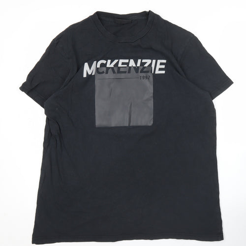 McKenzie Men's Black Graphic Logo T-Shirt Size L Regular Fit
