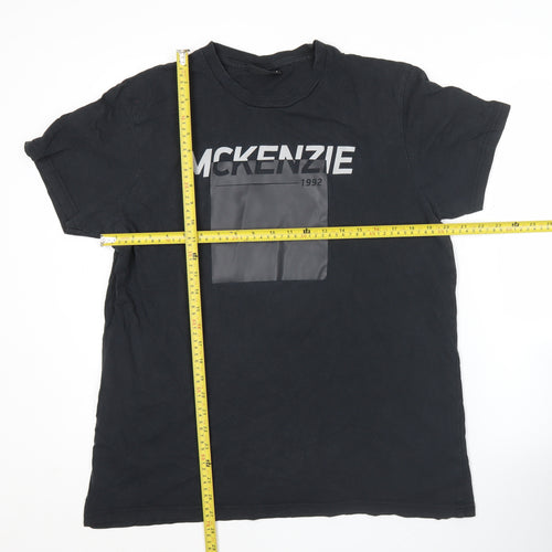 McKenzie Men's Black Graphic Logo T-Shirt Size L Regular Fit