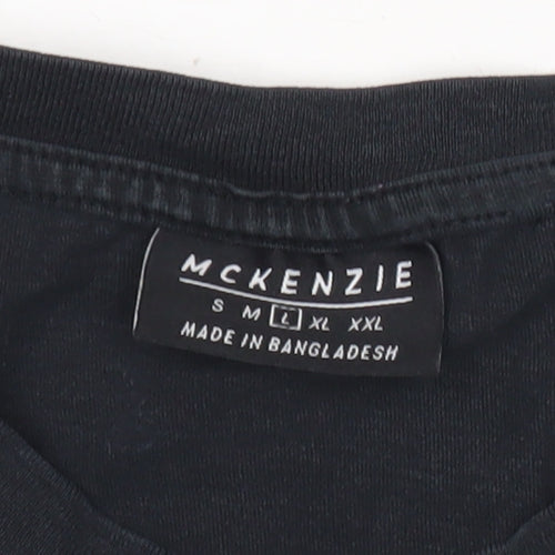 McKenzie Men's Black Graphic Logo T-Shirt Size L Regular Fit
