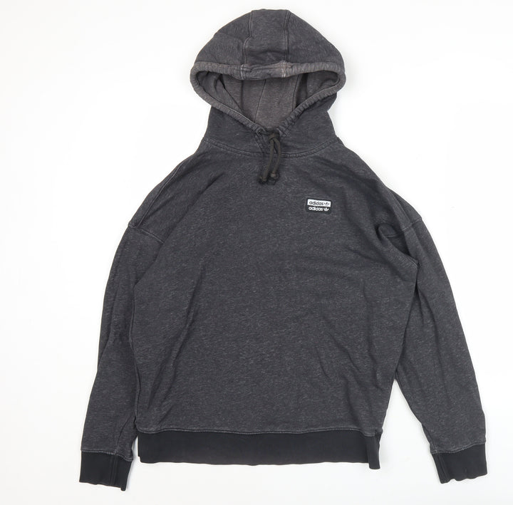Adidas Mens Grey Pullover Hoodie Size M Regular Fit Logo Sportswear
