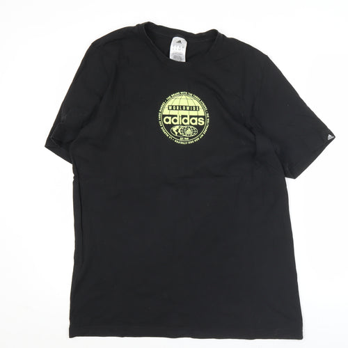 Adidas Mens Black Medium Graphic Logo Sports T-Shirt
