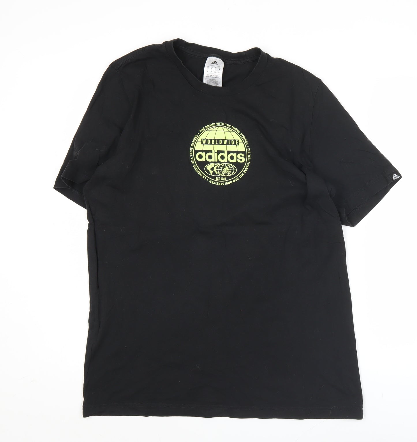 Adidas Mens Black Medium Graphic Logo Sports T-Shirt