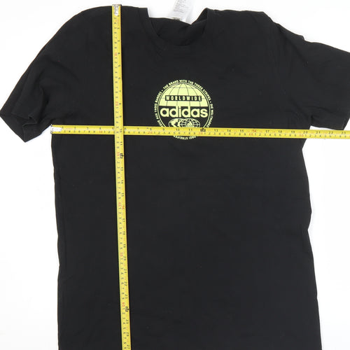Adidas Mens Black Medium Graphic Logo Sports T-Shirt