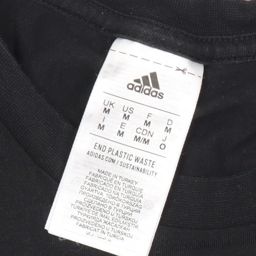 Adidas Mens Black Medium Graphic Logo Sports T-Shirt