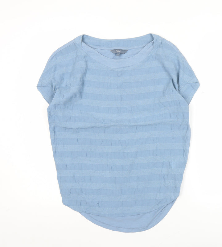Next Womens Blue Striped Short Sleeve Crew Neck T-Shirt Size 8