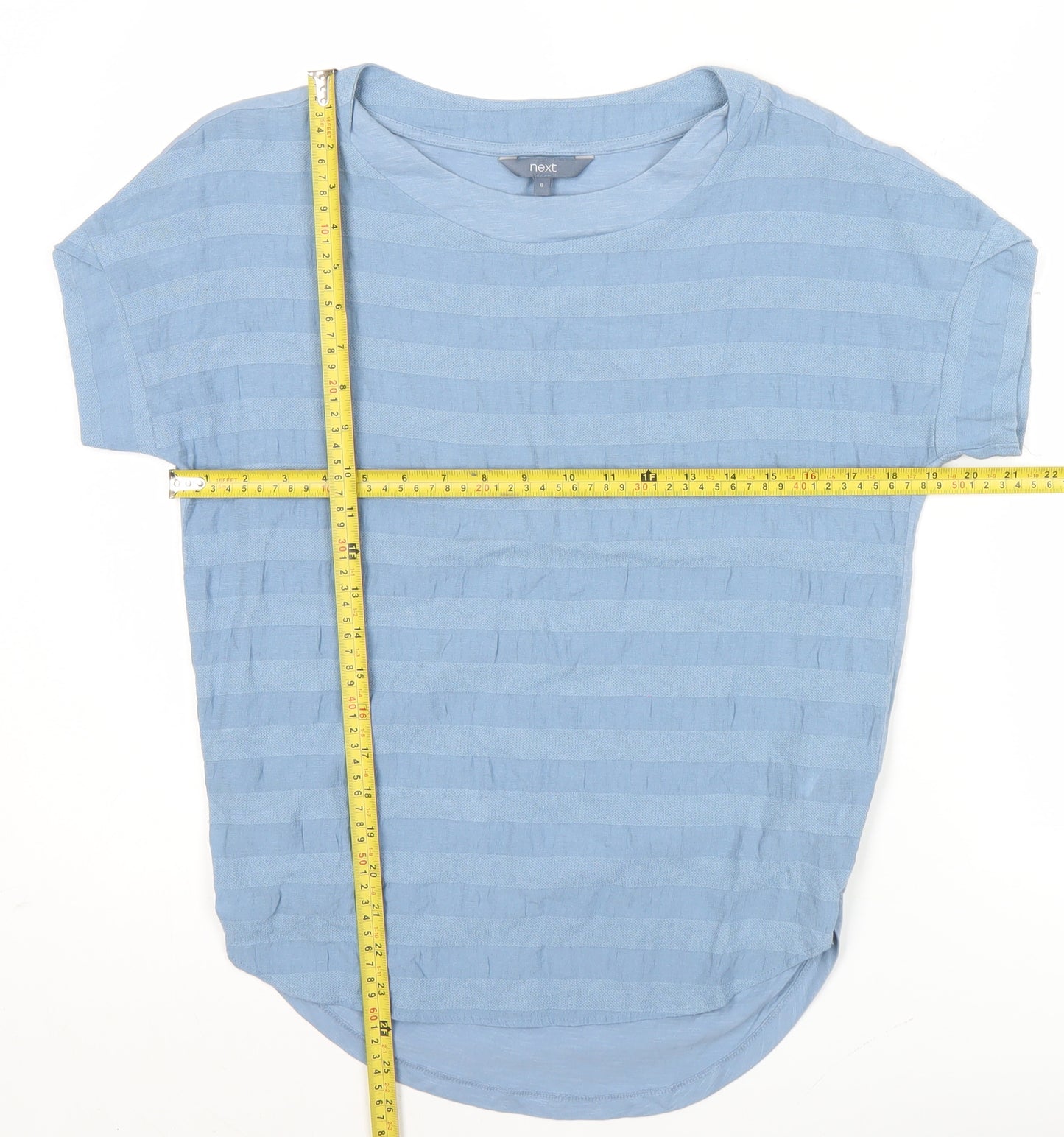 Next Womens Blue Striped Short Sleeve Crew Neck T-Shirt Size 8