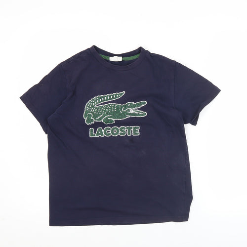 Lacoste Boys Navy Blue T-Shirt Age 14 Years Logo Embroidered Short Sleeve