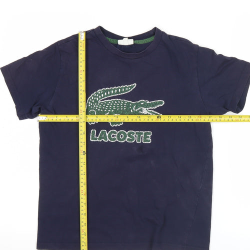 Lacoste Boys Navy Blue T-Shirt Age 14 Years Logo Embroidered Short Sleeve