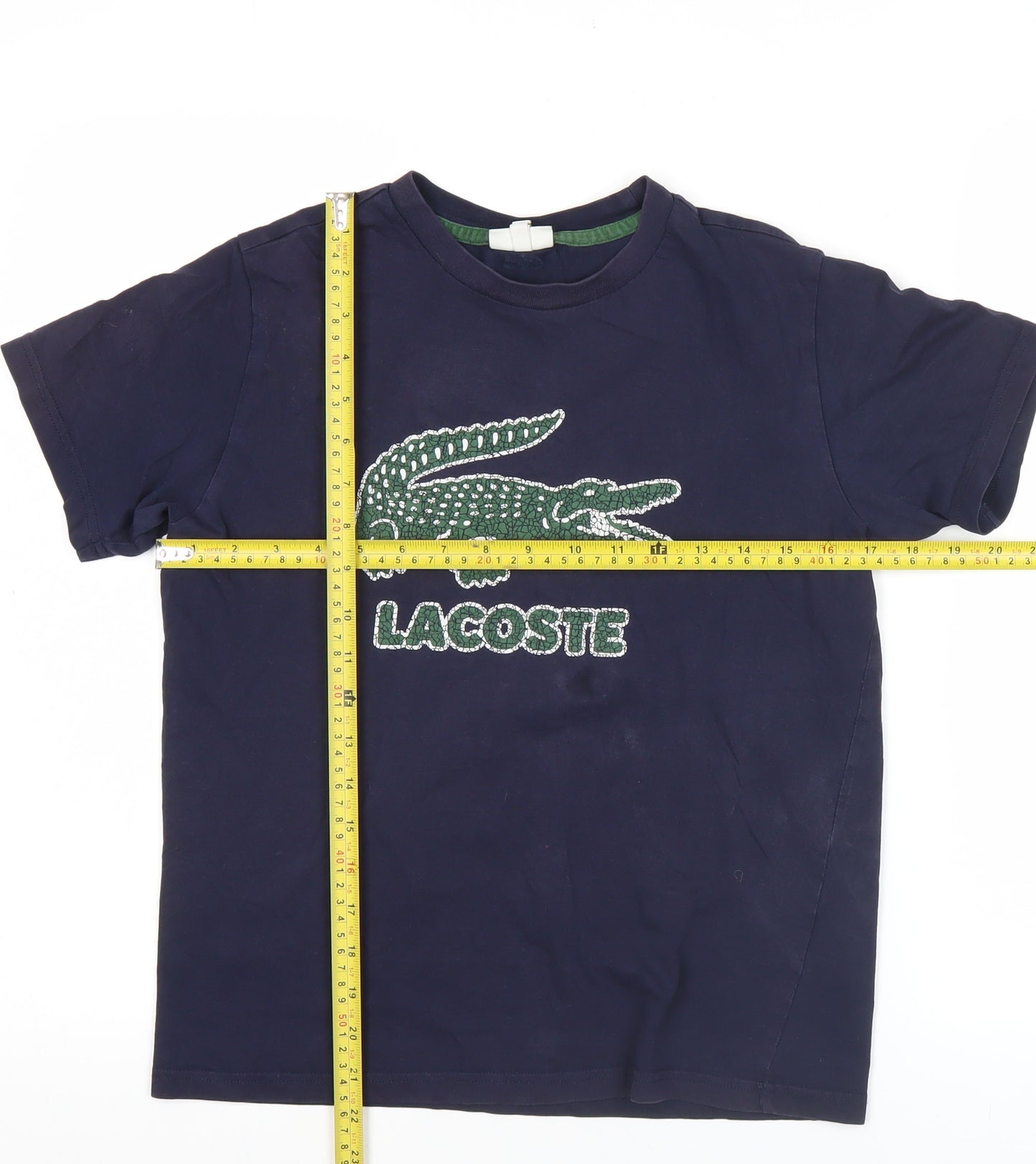 Lacoste Boys Navy Blue T-Shirt Age 14 Years Logo Embroidered Short Sleeve