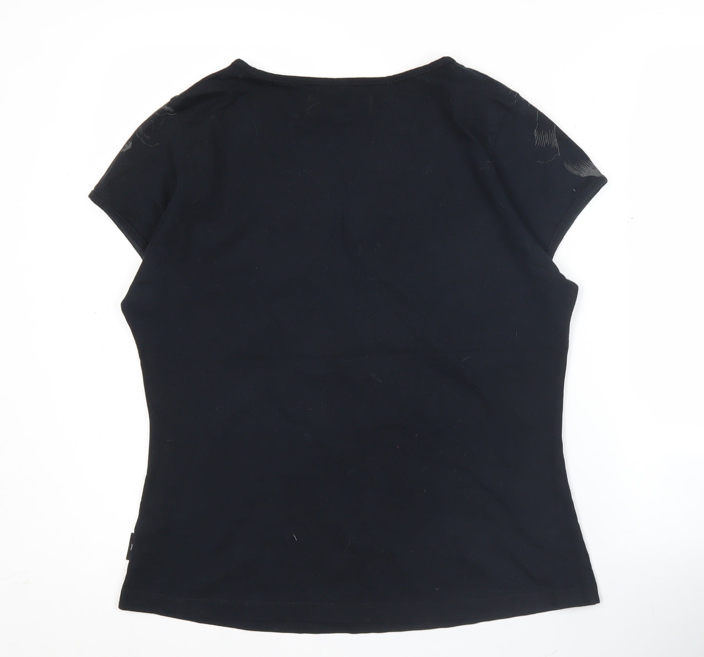 Jasper Conran Women’s Black Floral V-Neck Cotton T-Shirt XL