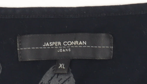 Jasper Conran Women’s Black Floral V-Neck Cotton T-Shirt XL