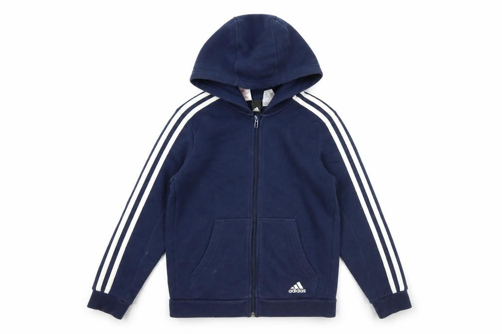 Adidas Boys Blue Full Zip Hoodie 11-12Y Fleece Long Sleeve Sportswear