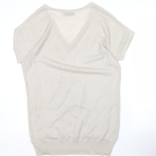 Wallis Women’s Beige Glitter V-Neck Knit Blouse Size S