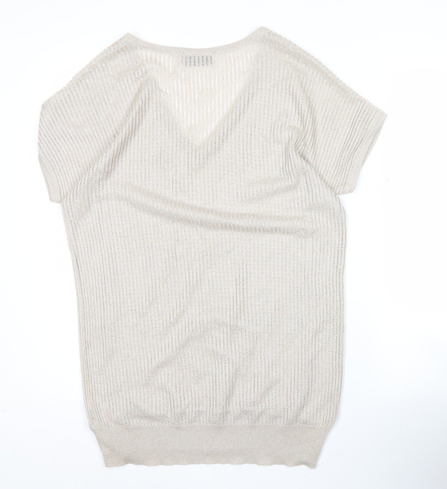 Wallis Women’s Beige Glitter V-Neck Knit Blouse Size S