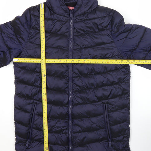 Marks and Spencer Girls Blue Hooded Puffer Jacket 13-14 Years Quilted Winter Coat
