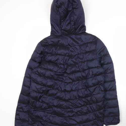 Marks and Spencer Girls Blue Hooded Puffer Jacket 13-14 Years Quilted Winter Coat