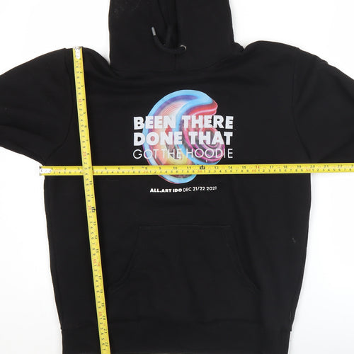 Dechkotzar Men’s Black Pullover Hoodie S Graphic Print Cotton Blend