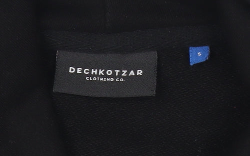 Dechkotzar Men’s Black Pullover Hoodie S Graphic Print Cotton Blend