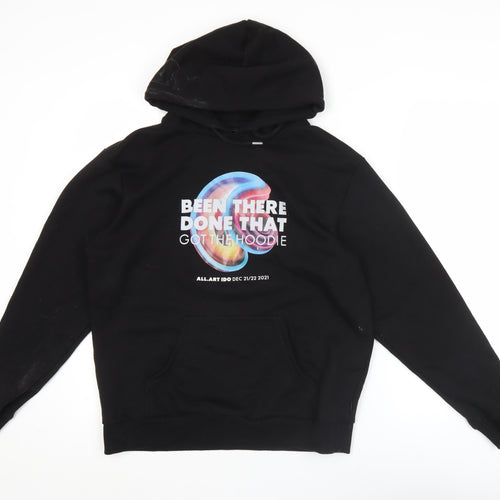 Dechkotzar Men’s Black Pullover Hoodie S Graphic Print Cotton Blend