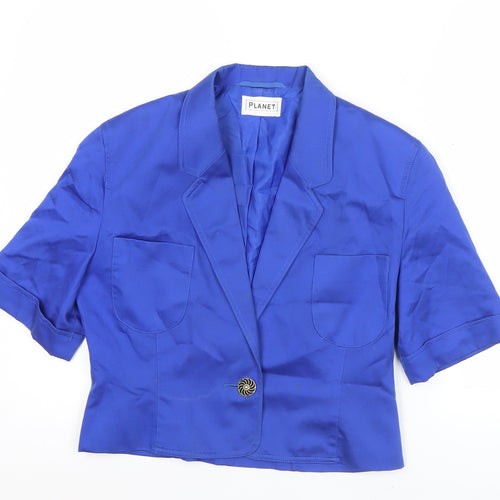 Planet Women Blue Size 10 Cropped Cotton Blazer Jacket