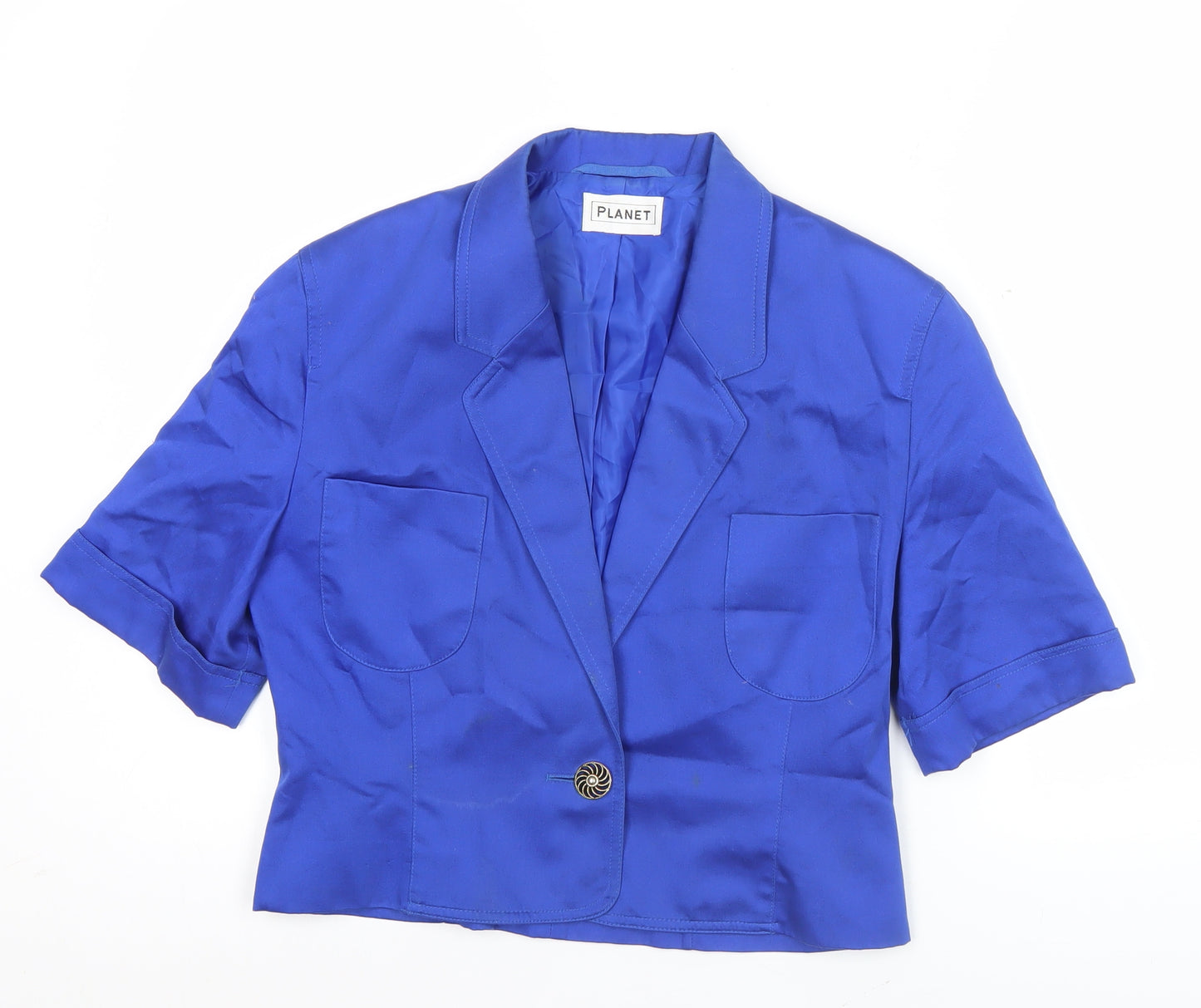Planet Women Blue Size 10 Cropped Cotton Blazer Jacket