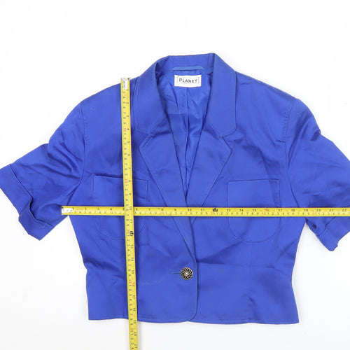 Planet Women Blue Size 10 Cropped Cotton Blazer Jacket
