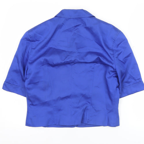 Planet Women Blue Size 10 Cropped Cotton Blazer Jacket