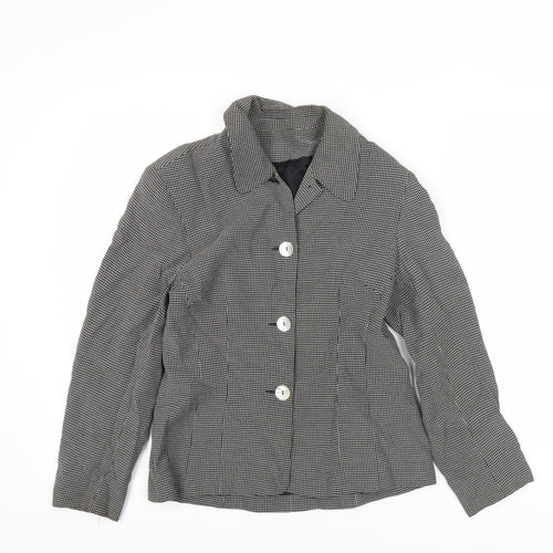 Richards Womens Black Petites Size 8 Checked Three-Button Suit Jacket