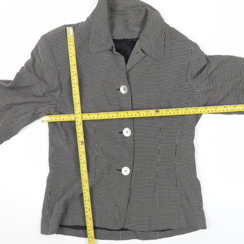 Richards Womens Black Petites Size 8 Checked Three-Button Suit Jacket
