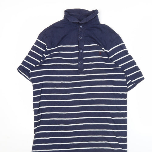 Farah Jeans Men’s Blue Striped Polo Shirt Size S Regular Fit
