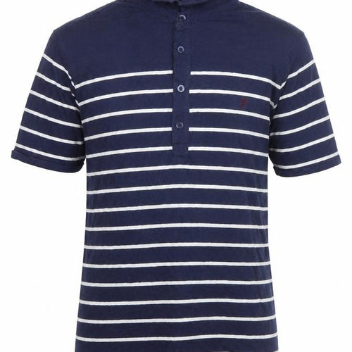 Farah Jeans Men’s Blue Striped Polo Shirt Size S Regular Fit