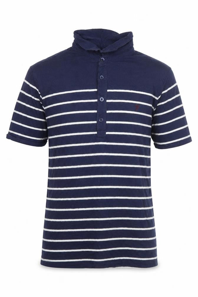 Farah Jeans Men’s Blue Striped Polo Shirt Size S Regular Fit