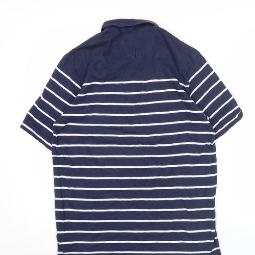 Farah Jeans Men’s Blue Striped Polo Shirt Size S Regular Fit