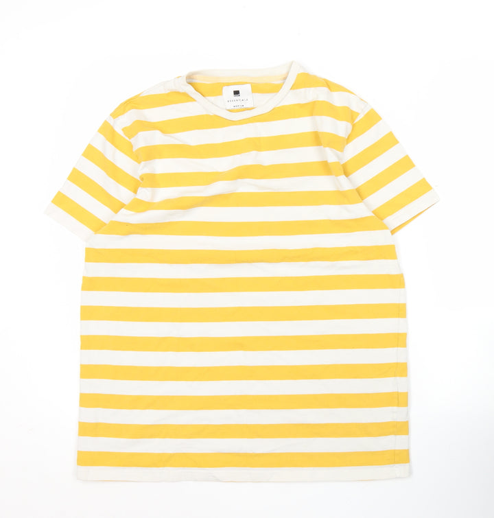 size? Essentials Men's Yellow White Striped T-Shirt Medium