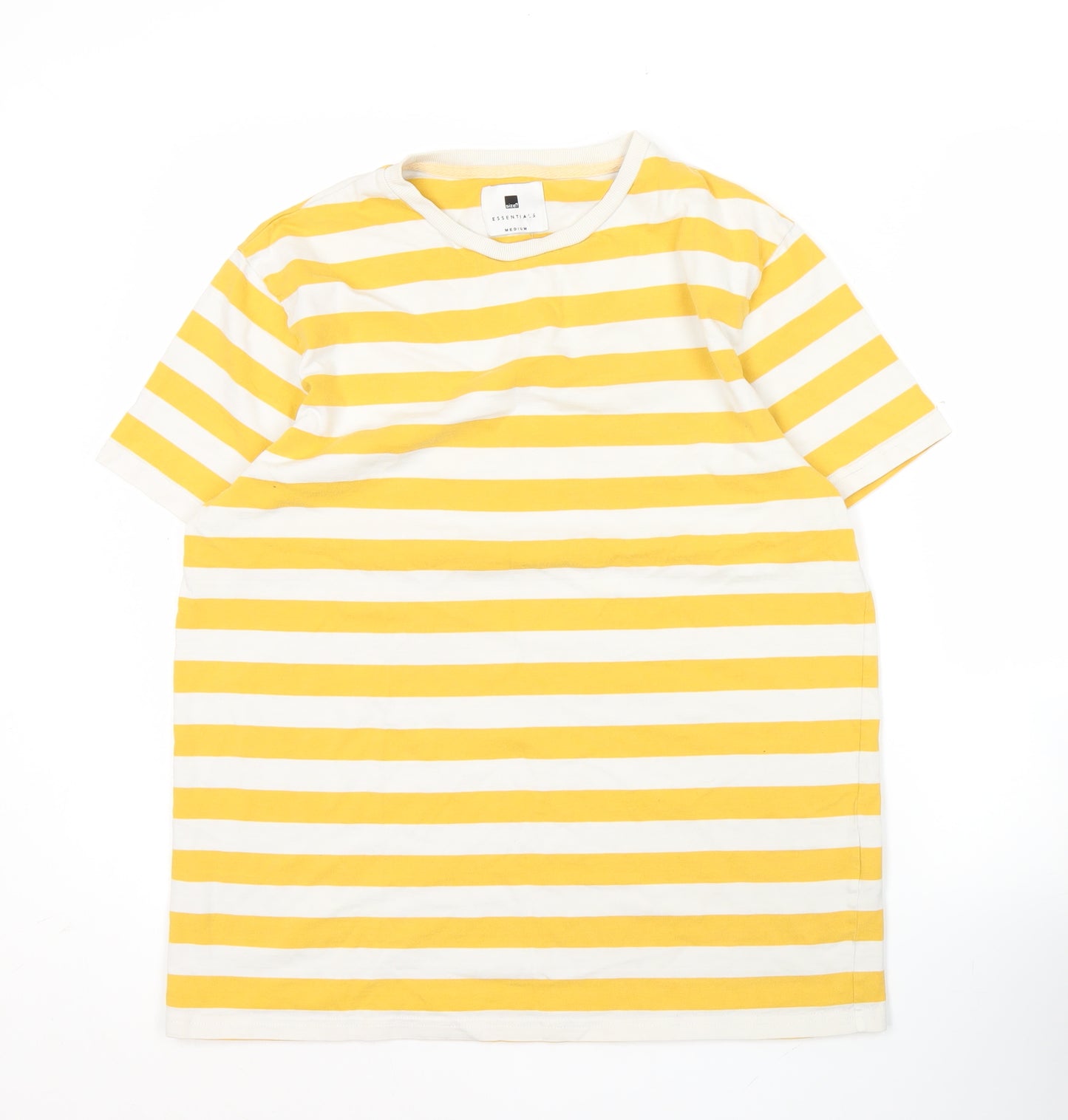 size? Essentials Men's Yellow White Striped T-Shirt Medium
