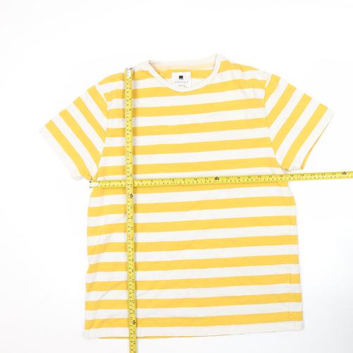 size? Essentials Men's Yellow White Striped T-Shirt Medium