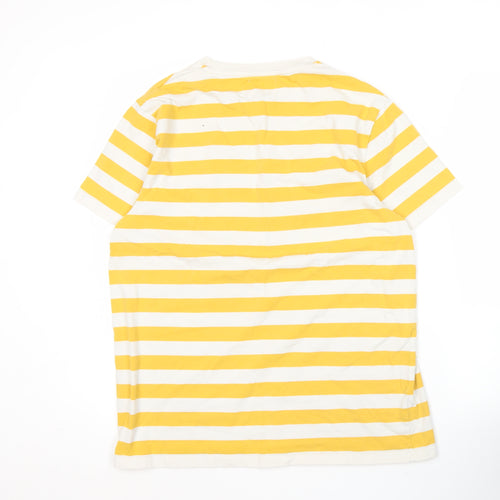 size? Essentials Men's Yellow White Striped T-Shirt Medium
