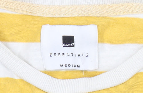 size? Essentials Men's Yellow White Striped T-Shirt Medium