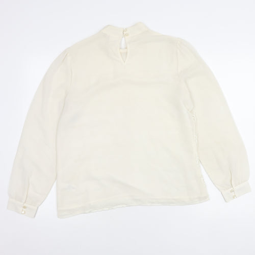 Next Women’s Ivory Petite Blouse Size 14 Mock Neck Lace Detail