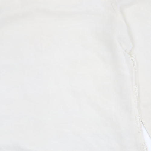 Next Women’s Ivory Petite Blouse Size 14 Mock Neck Lace Detail