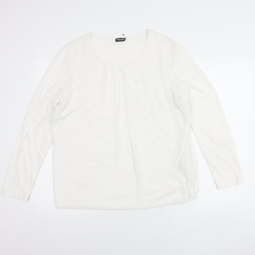 Gerry Weber Women’s White Blouse Size 16 Long Sleeve Scoop Neck