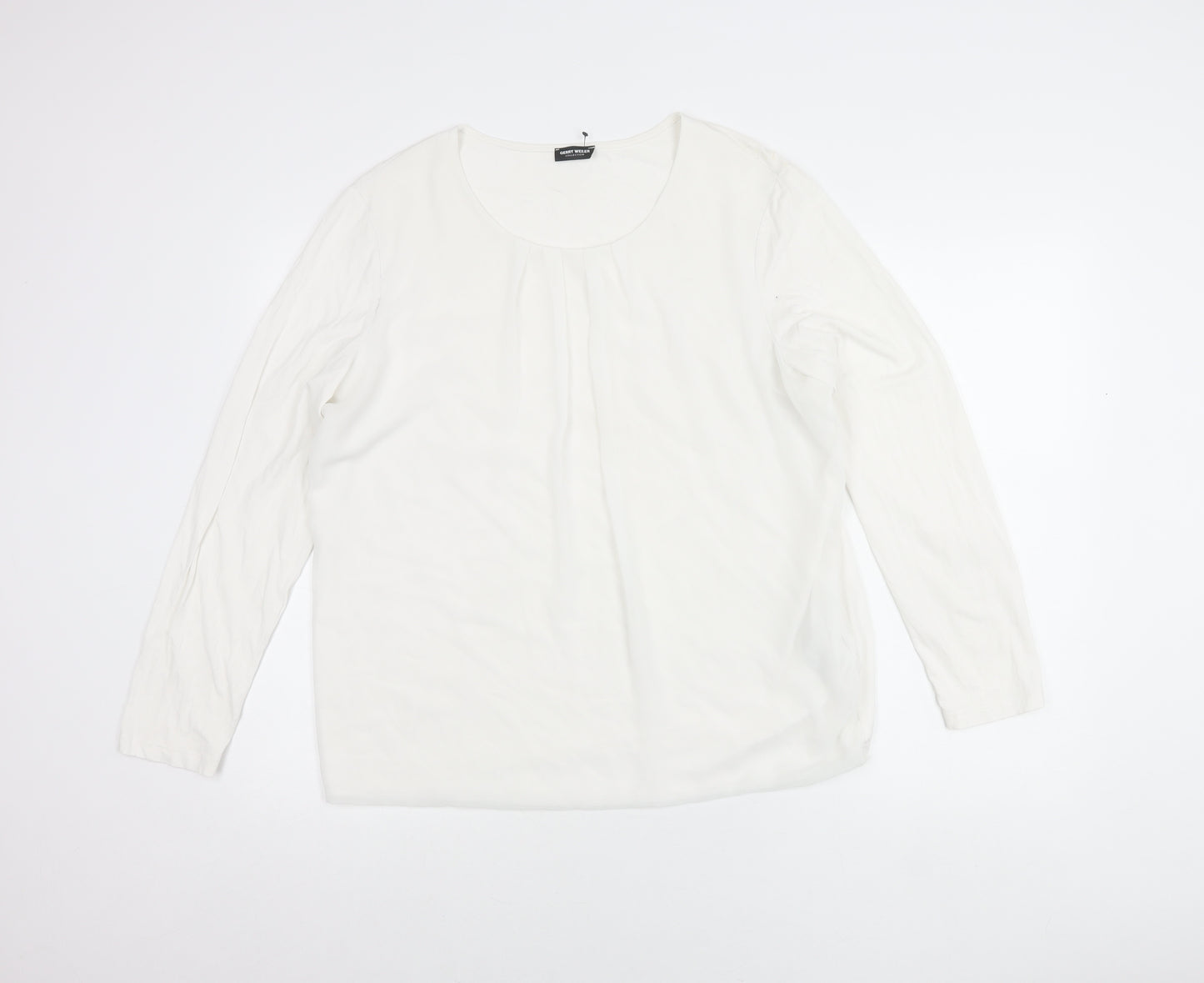 Gerry Weber Women’s White Blouse Size 16 Long Sleeve Scoop Neck