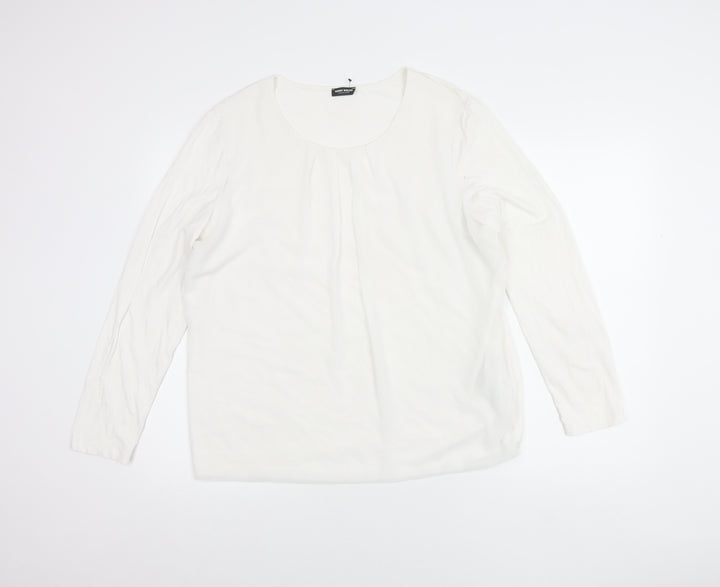 Gerry Weber Women’s White Blouse Size 16 Long Sleeve Scoop Neck