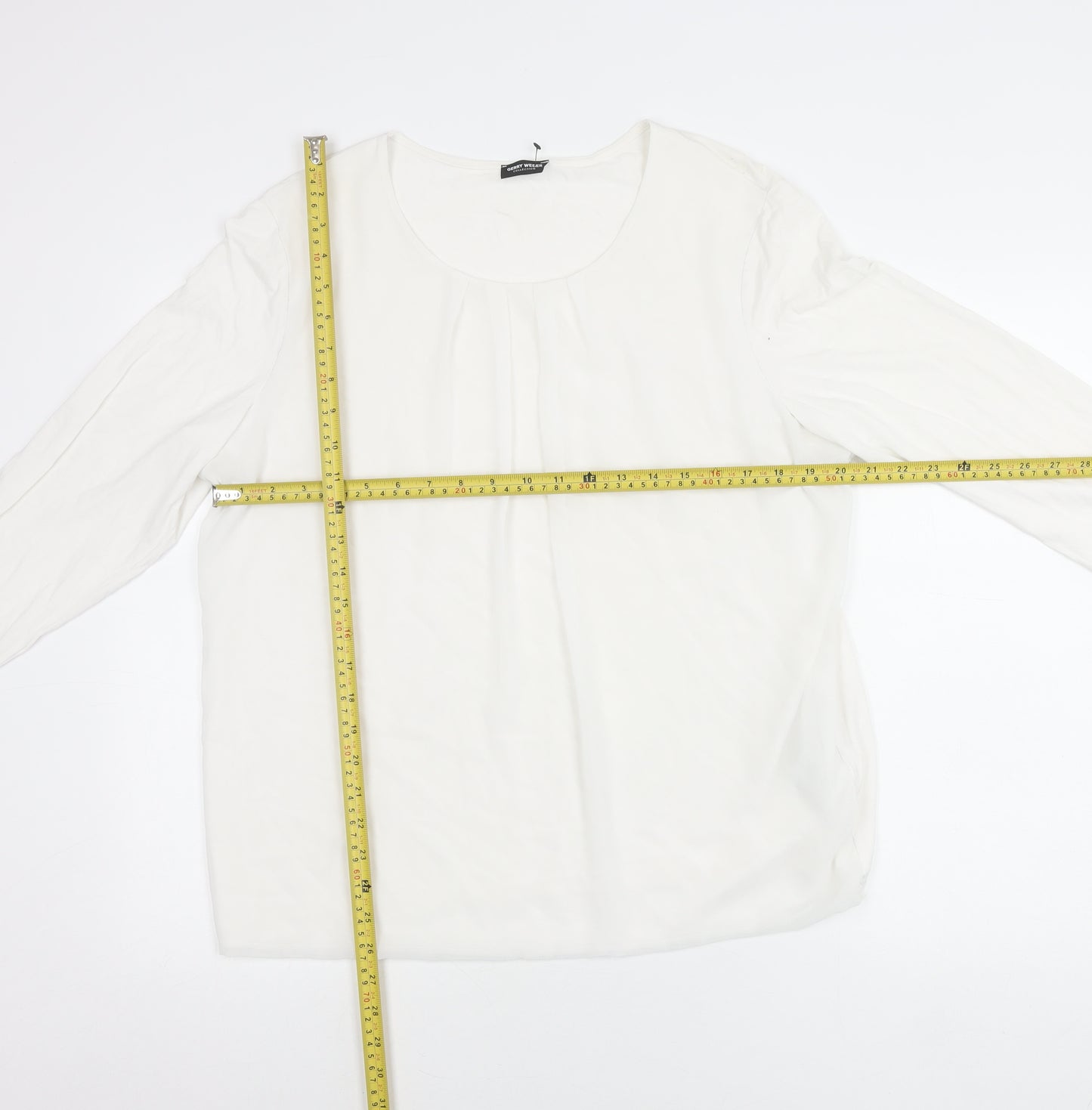Gerry Weber Women’s White Blouse Size 16 Long Sleeve Scoop Neck