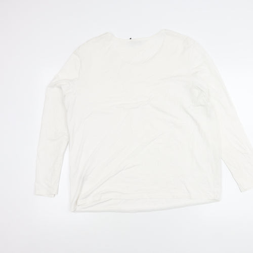 Gerry Weber Women’s White Blouse Size 16 Long Sleeve Scoop Neck